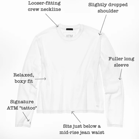 Brand New- ATM Anthony Thomas Melillo Classic Long Sleeve Boy Tee in Black 🖤 - Picture 7 of 10